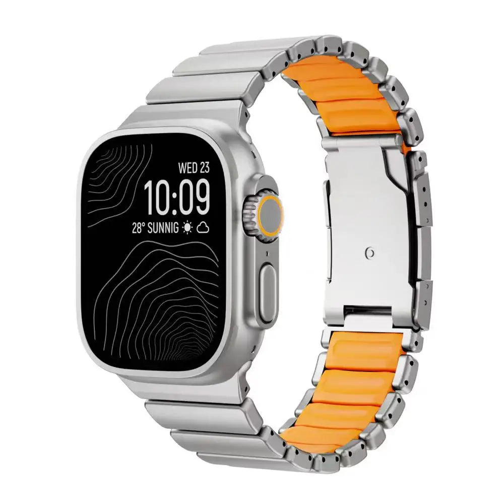 Titanium Silicone Magnetic Strap for Apple Watch Ultra 3/2 49mm Series 11 10 46mm Metal Band for Iwatch 9 8 7 45mm 6 SE 5 44mm