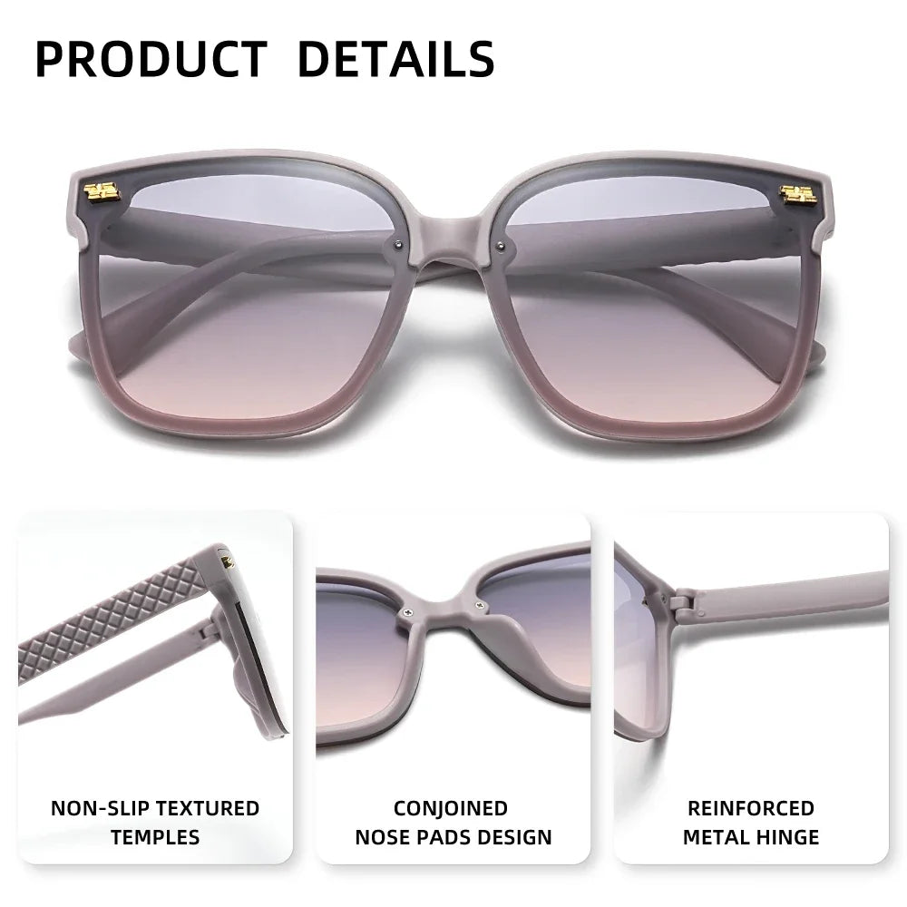 Women‘s Sunglasses Large Fmane UV400 Glasses Design Gradient Square Travel Eyewear Lady Shades