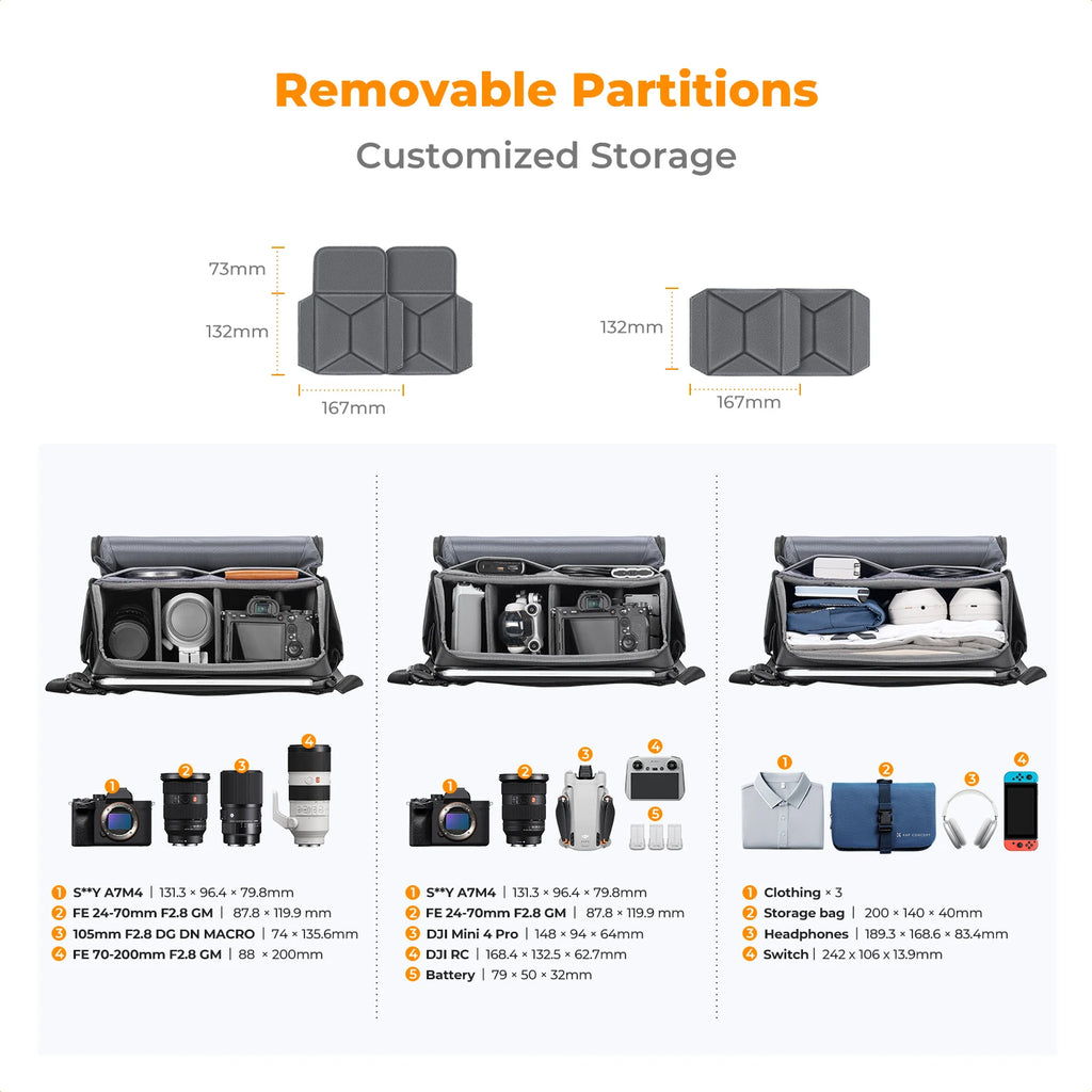 K&F Concept 10L Camera Sling Bag Shoulder Backpack Photography Crossbody Camera Bag for Sony Nikon Canon DSLR with Tripod Holder