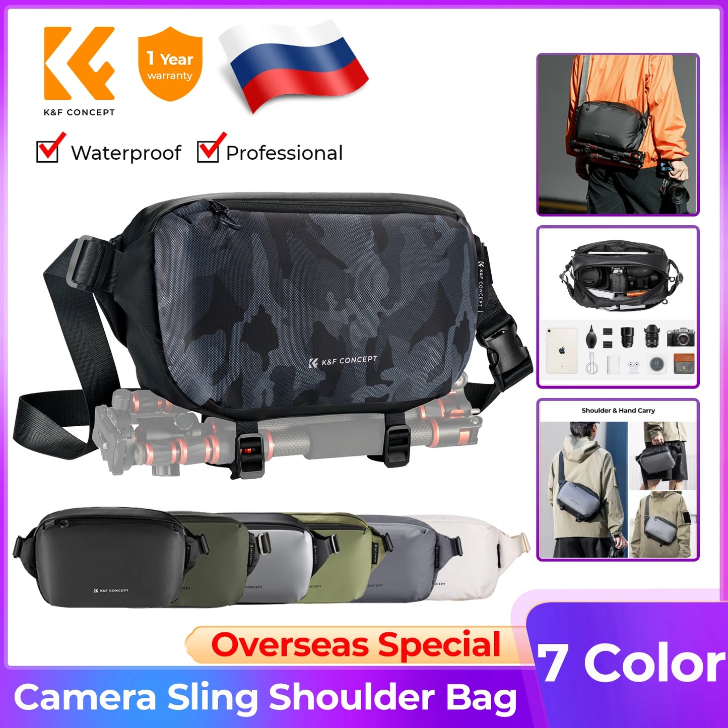 K&F Concept Lightweight Camera Sling Bag 10L Photography Shoulder Bag for Digital Canon/Nikon/Sony Camears/DJI Mavic Drone Pouch