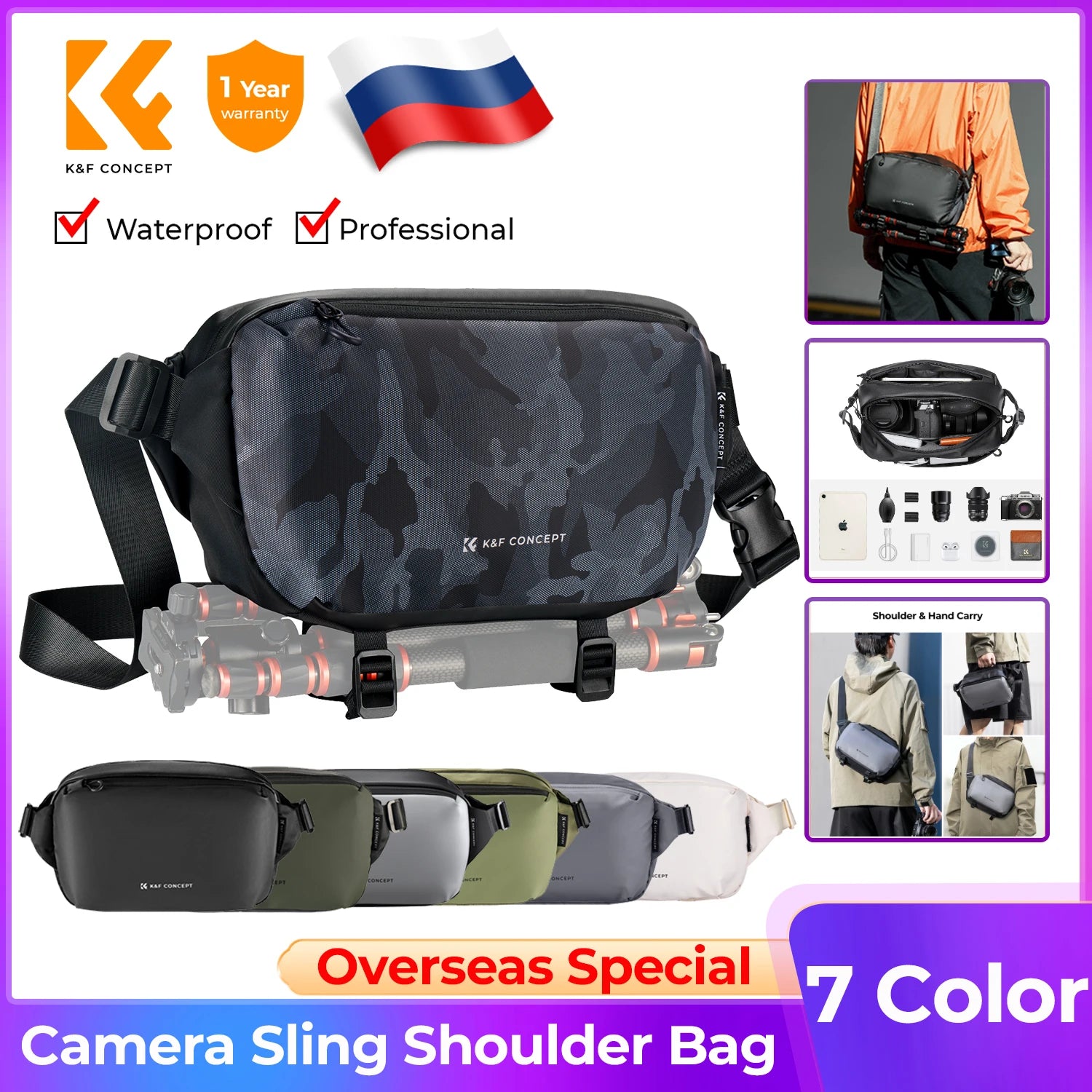 K&F Concept Lightweight Camera Sling Bag 10L Photography Shoulder Bag for Digital Canon/Nikon/Sony Camears/DJI Mavic Drone Pouch