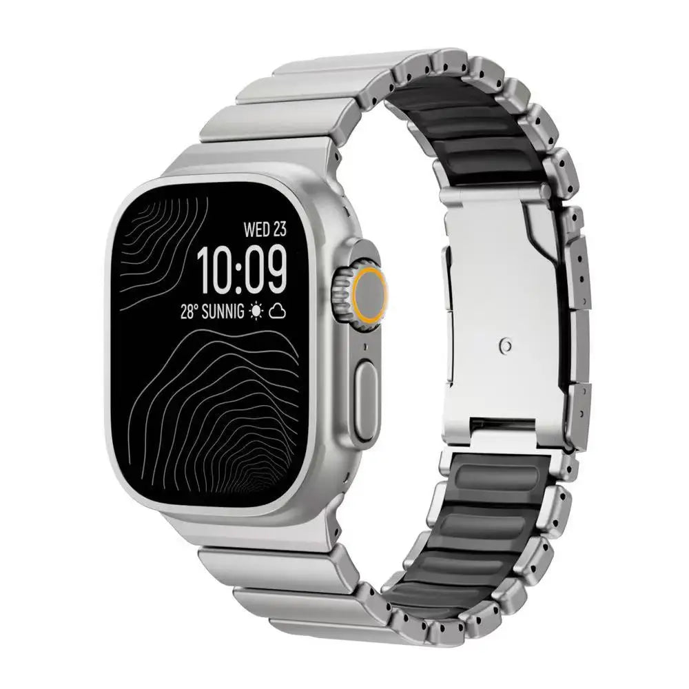 Titanium Silicone Magnetic Strap for Apple Watch Ultra 3/2 49mm Series 11 10 46mm Metal Band for Iwatch 9 8 7 45mm 6 SE 5 44mm