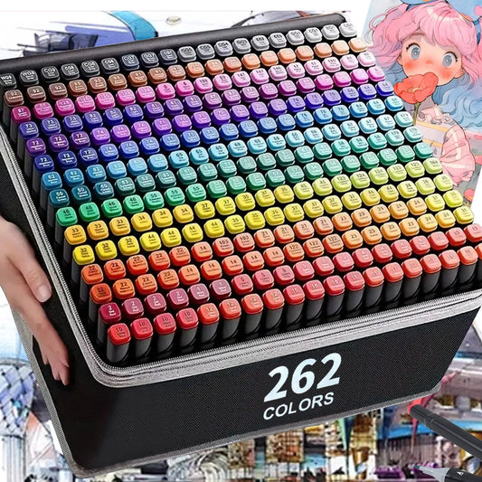 24-168 Colors Double Tip Permanent Art Marker pens for Drawing Painting Sketching Comics Design School Supplies