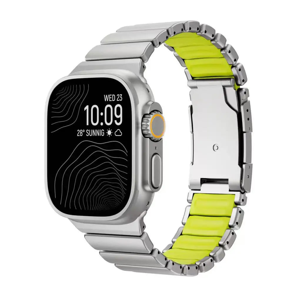 Titanium Silicone Magnetic Strap for Apple Watch Ultra 3/2 49mm Series 11 10 46mm Metal Band for Iwatch 9 8 7 45mm 6 SE 5 44mm