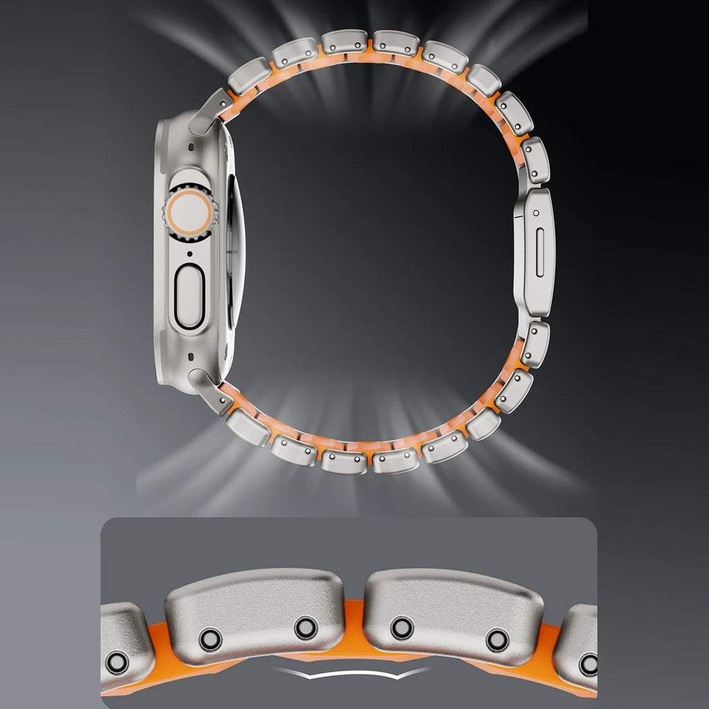 Titanium Silicone Magnetic Strap for Apple Watch Ultra 3/2 49mm Series 11 10 46mm Metal Band for Iwatch 9 8 7 45mm 6 SE 5 44mm