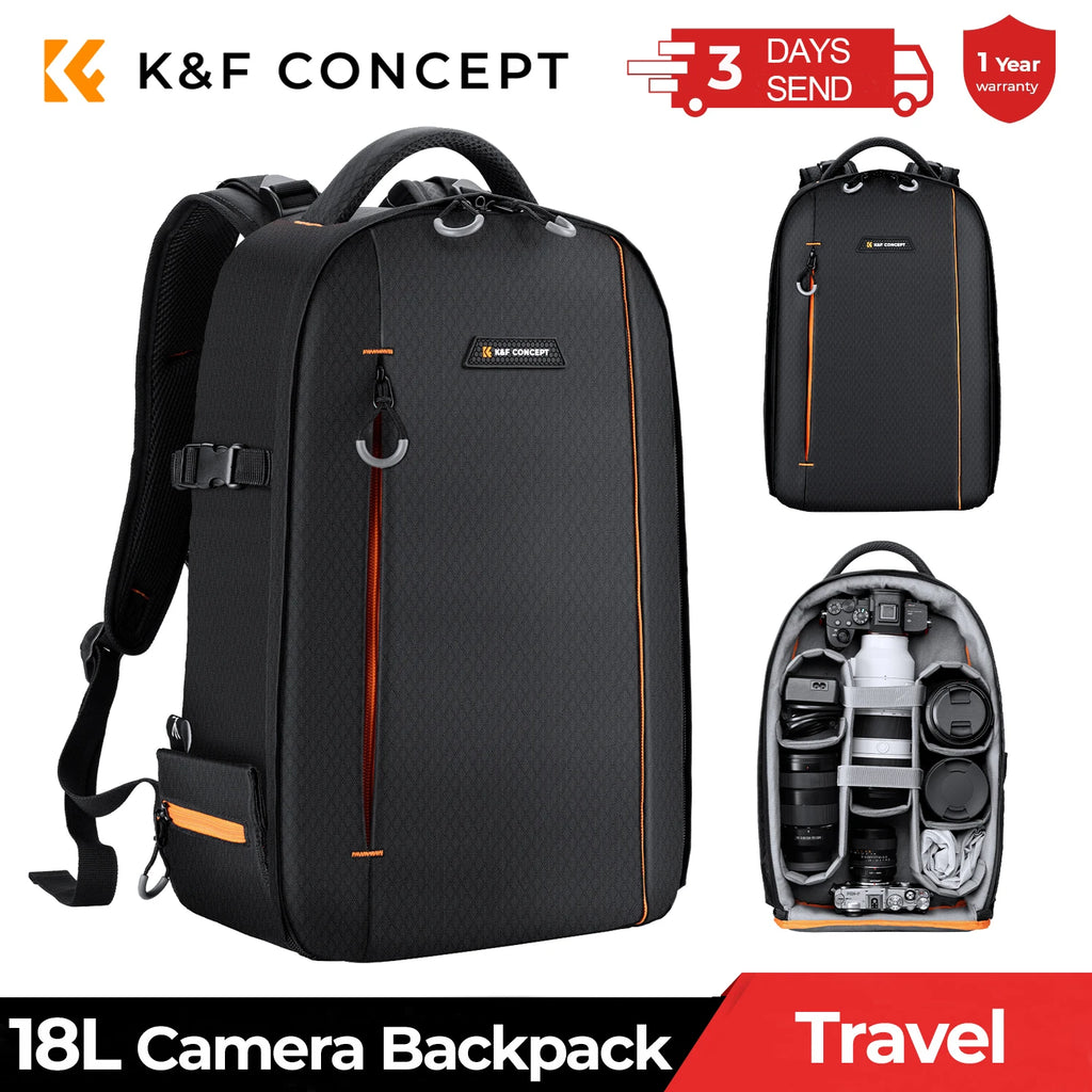 K&F Concept Professional Video Camera Shoulders Backpack Lightweight Travel Digital Lenses Outdoor Bag for Canon Nikon Sony Fuji