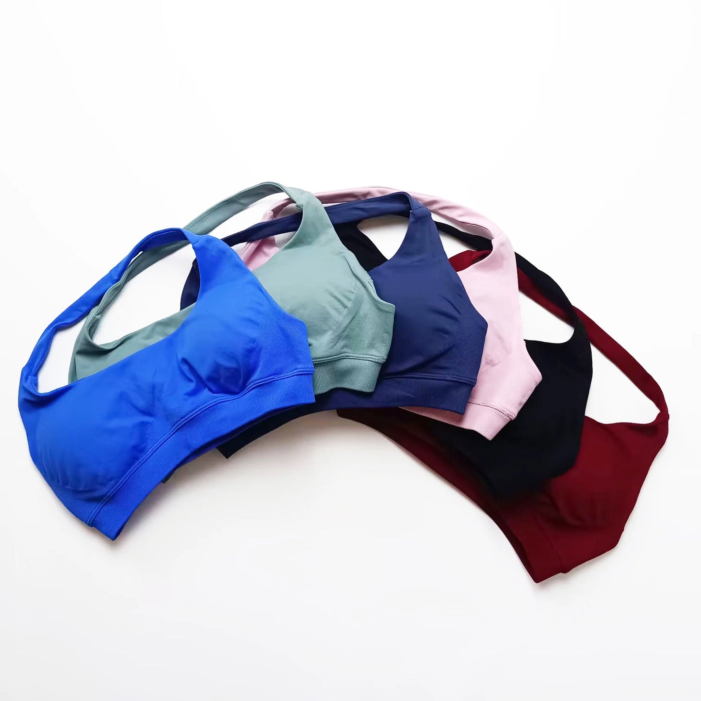 NCLAGEN Sports Bra Gym Tops Women Seamless Pilates Halter High Support Push-up Open Back Fitness Yoga Clothes Workout Underwear