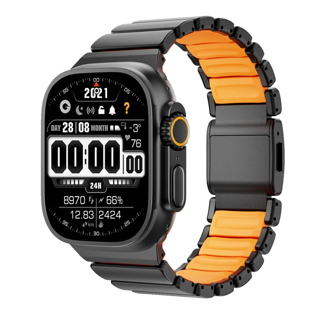 Titanium Silicone Magnetic Strap for Apple Watch Ultra 3/2 49mm Series 11 10 46mm Metal Band for Iwatch 9 8 7 45mm 6 SE 5 44mm