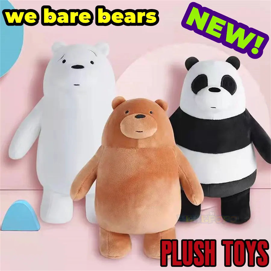24cm Standing We Bare Bears Cartoon Plush Toys Grizzly Panda Icebear Soft Stuffed Dolls Plushies Figures Gifts