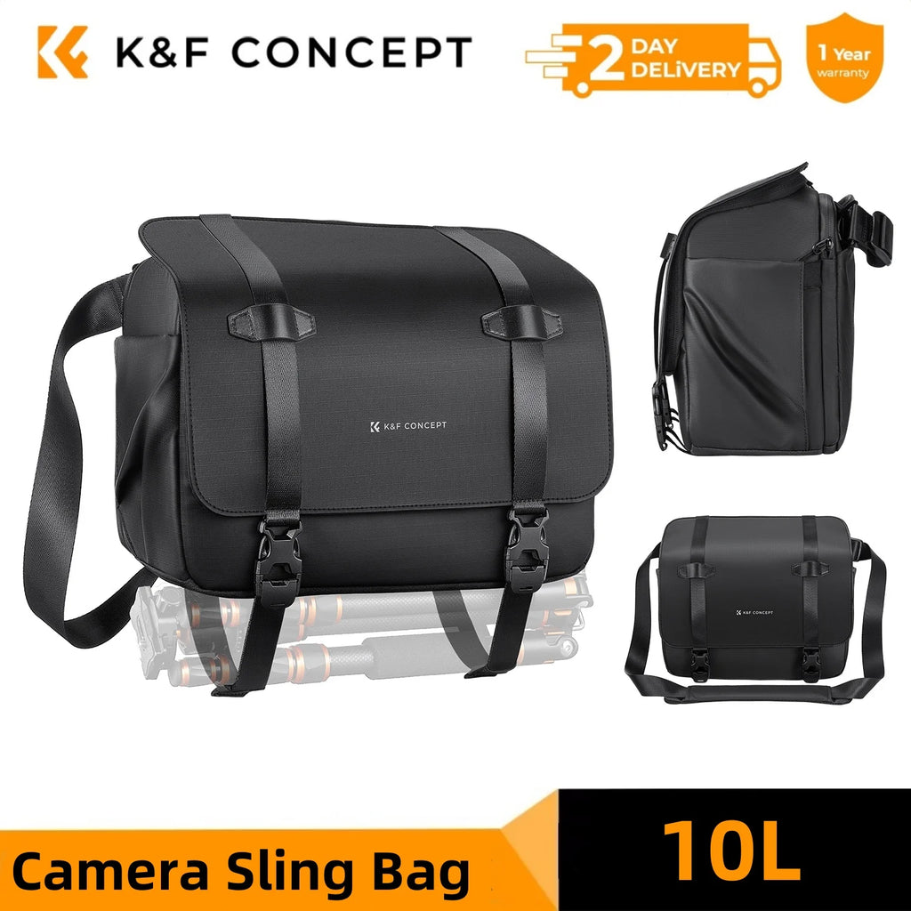 K&F Concept 10L Camera Sling Bag Shoulder Backpack Photography Crossbody Camera Bag for Sony Nikon Canon DSLR with Tripod Holder