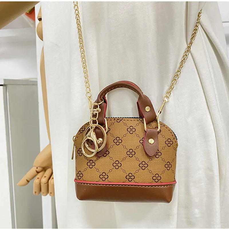 Mini Chain Printed Handheld Diagonal Bag for AirPods pro 4/3/2 Small Headphone Coin Purse Holder with Strap