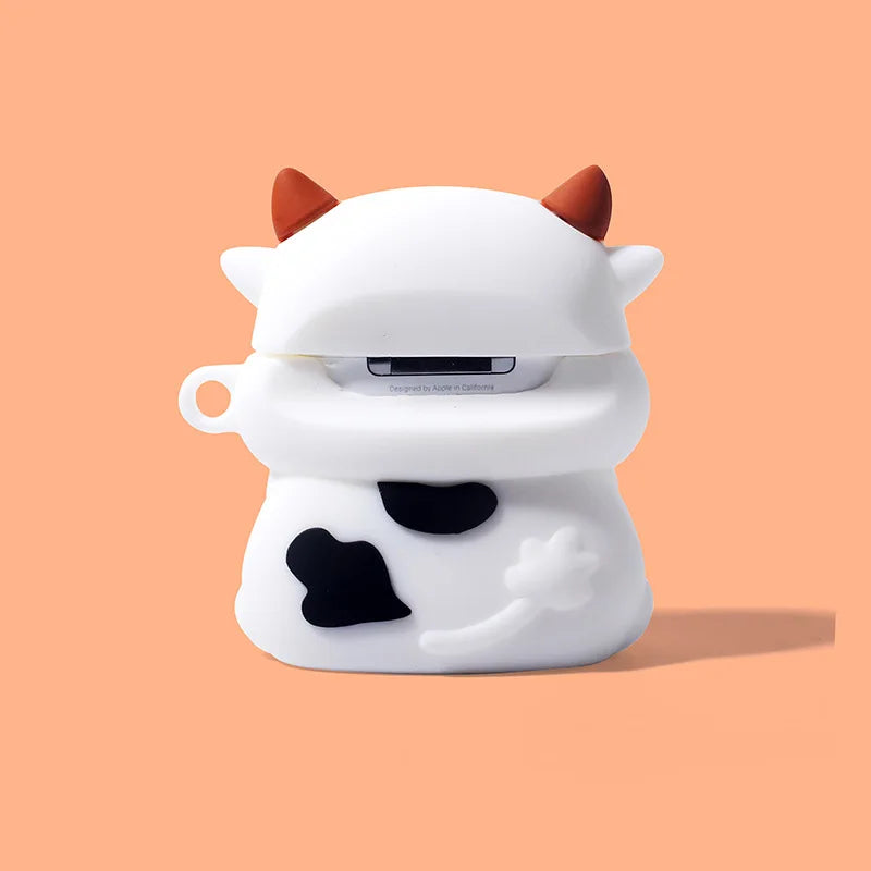 Milk Tea Cow Design 3D Silicone Airpods Protector Case