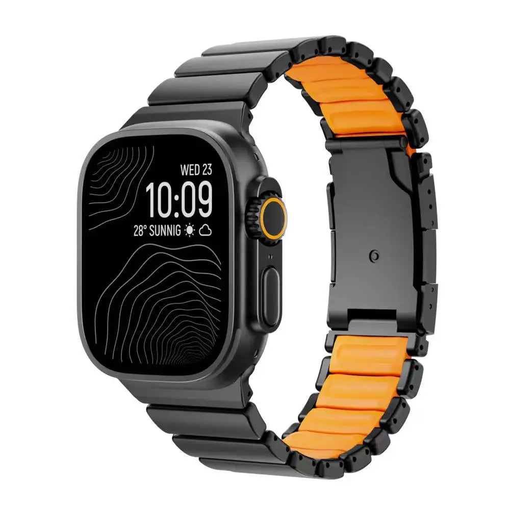 Titanium Silicone Magnetic Strap for Apple Watch Ultra 3/2 49mm Series 11 10 46mm Metal Band for Iwatch 9 8 7 45mm 6 SE 5 44mm